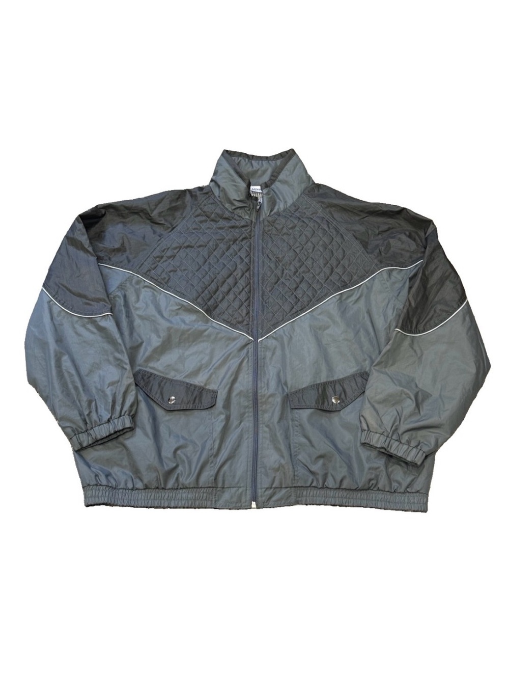 Men’s MTA Pro 2X Gray Black Colorblock Windbreaker Jacket Quilted Nylon 90s Era